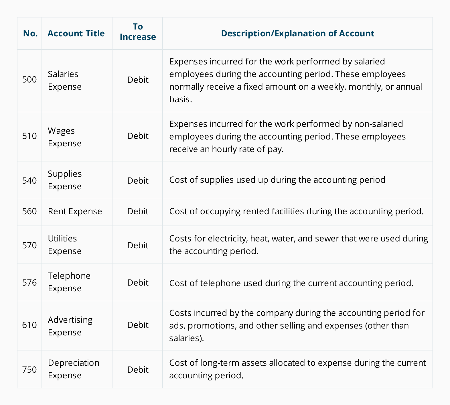 Software Company Chart Of Accounts