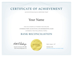 Earn our Bank Reconciliation Certificate of Achievement