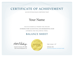 Earn our Balance Sheet Certificate of Achievement