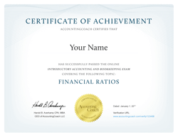Earn our Financial Ratios Certificate of Achievement
