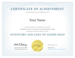 Earn our Inventory and Cost of Goods Sold Certificate of Achievement