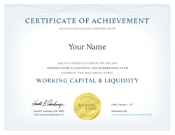 Earn our Working Capital and Liquidity Certificate of Achievement